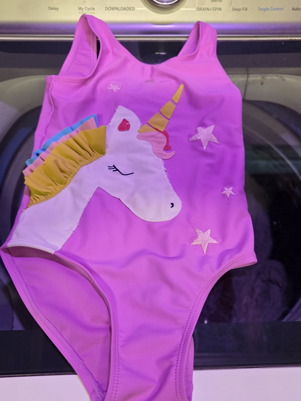 2next Girls Purple Unicorn Swimsuit Size 6 years
